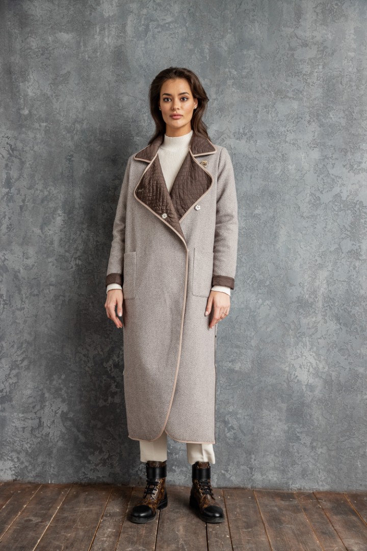 Мягкое прямое классическое пальто с поясом на талии, модель ММ-19, размер 42
