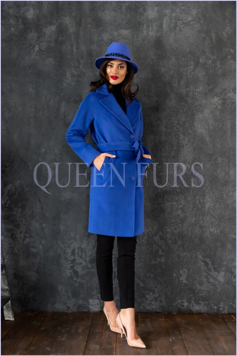 Пальто ярко синее, модель П-12, размер 46, цена, фото