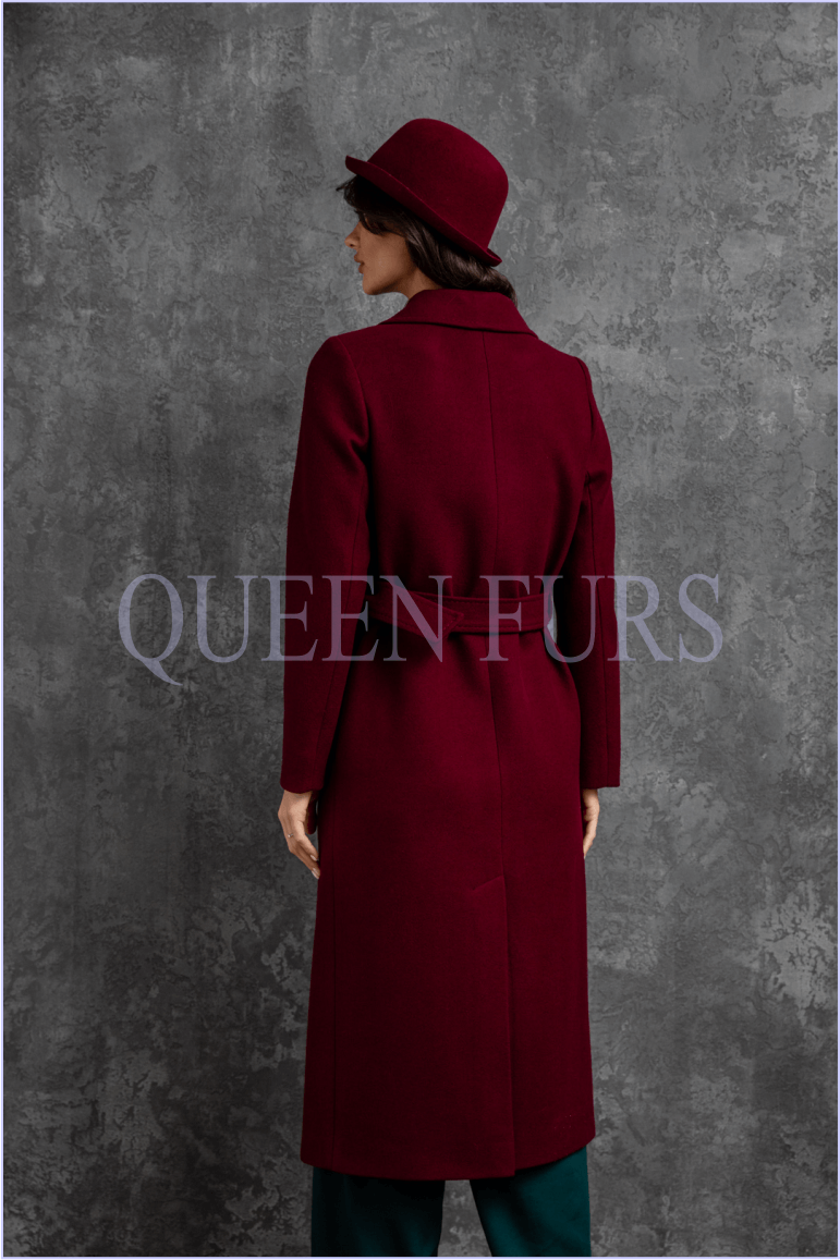 Итальянское пальто в цвете марсала, 110 см, модель П-32, размер 46, цена, фото