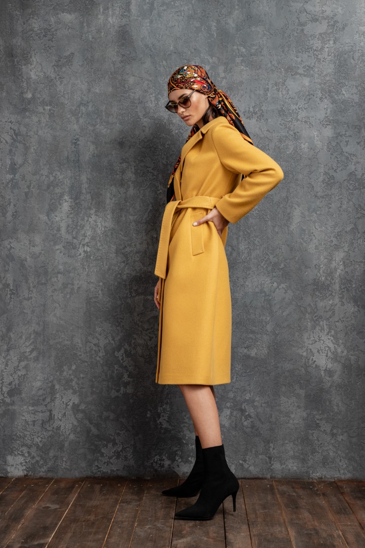 Желтое пальто, 110 см, модель П-31, размер 50, размер 50, цена, фото