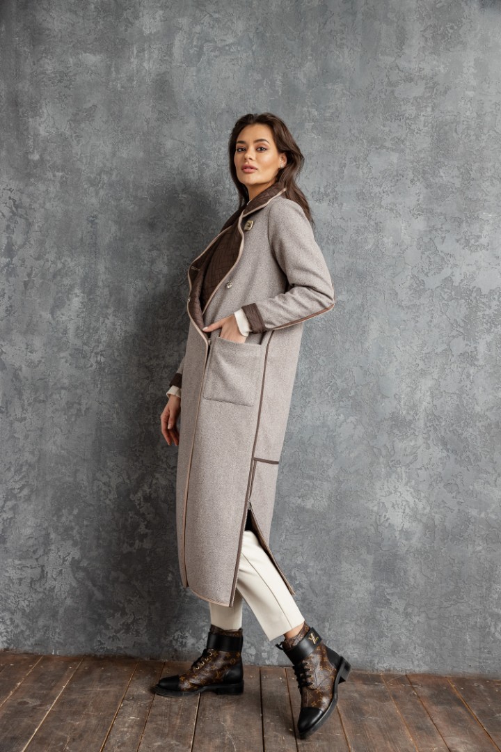 Мягкое прямое классическое пальто с поясом на талии, модель ММ-19, размер 44, цена, фото