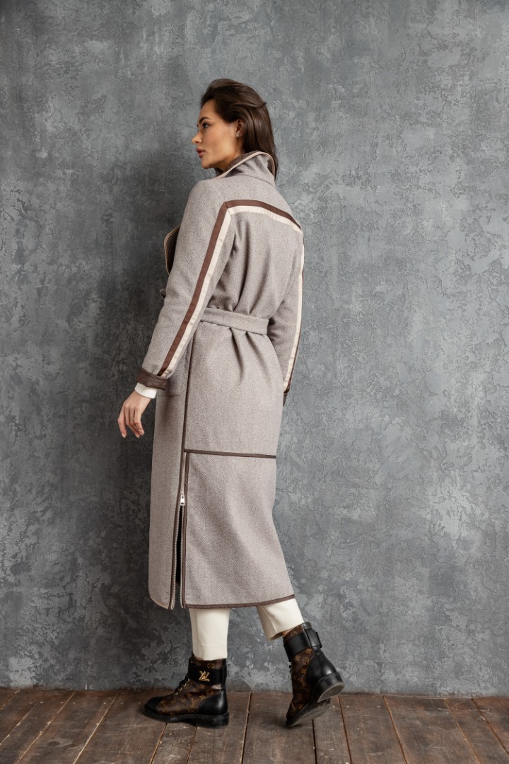 Мягкое прямое классическое пальто с поясом на талии, модель ММ-19, размер 44, цена, фото